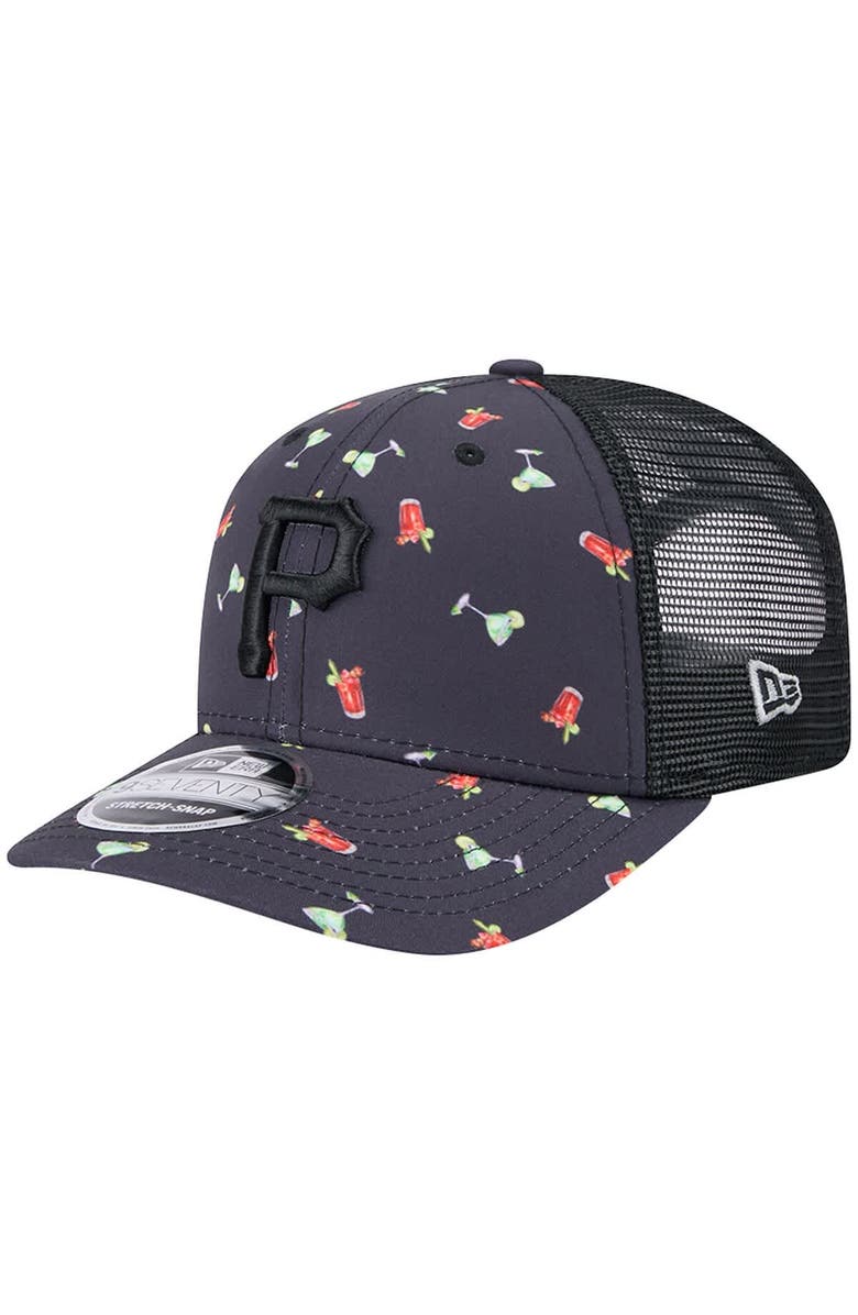 New Era Men's New Era Navy Pittsburgh Pirates Adventure Drinks Pattern 9SEVENTY Stretch-Snap Hat, Main, color, Navy