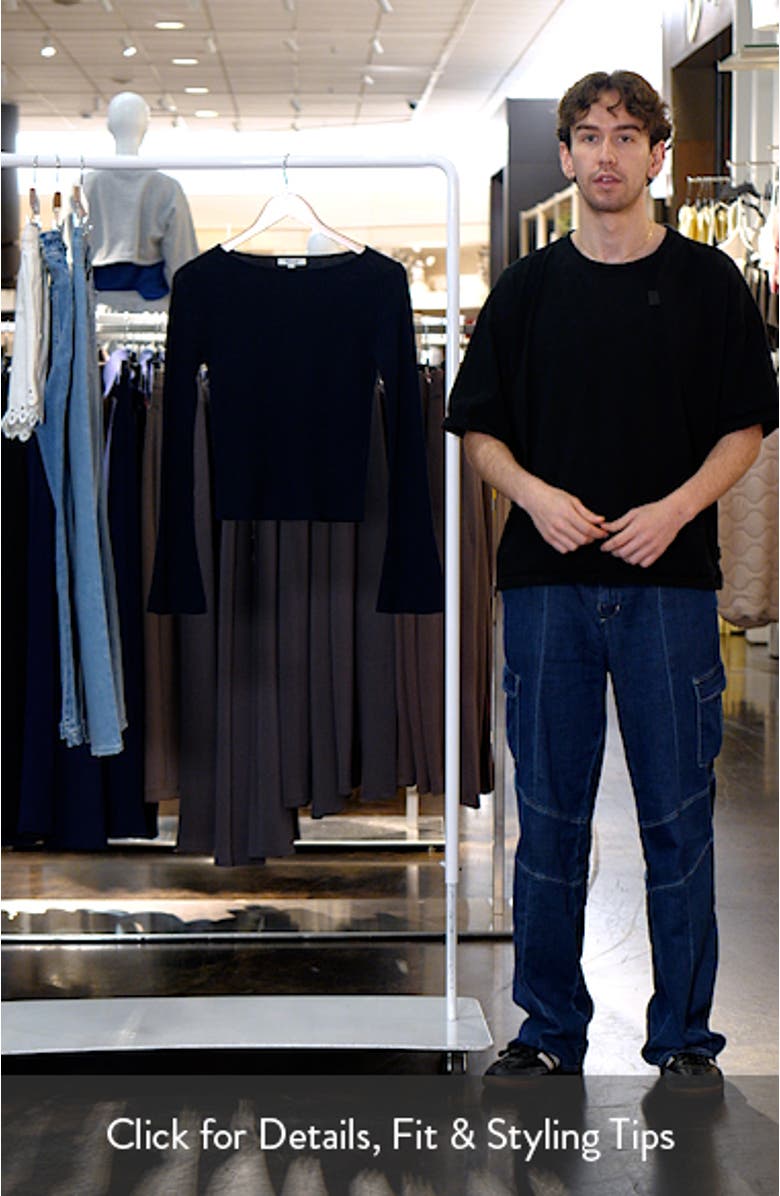 Boat Neck Flare Sleeve Wool & Silk Sweater, sales video thumbnail