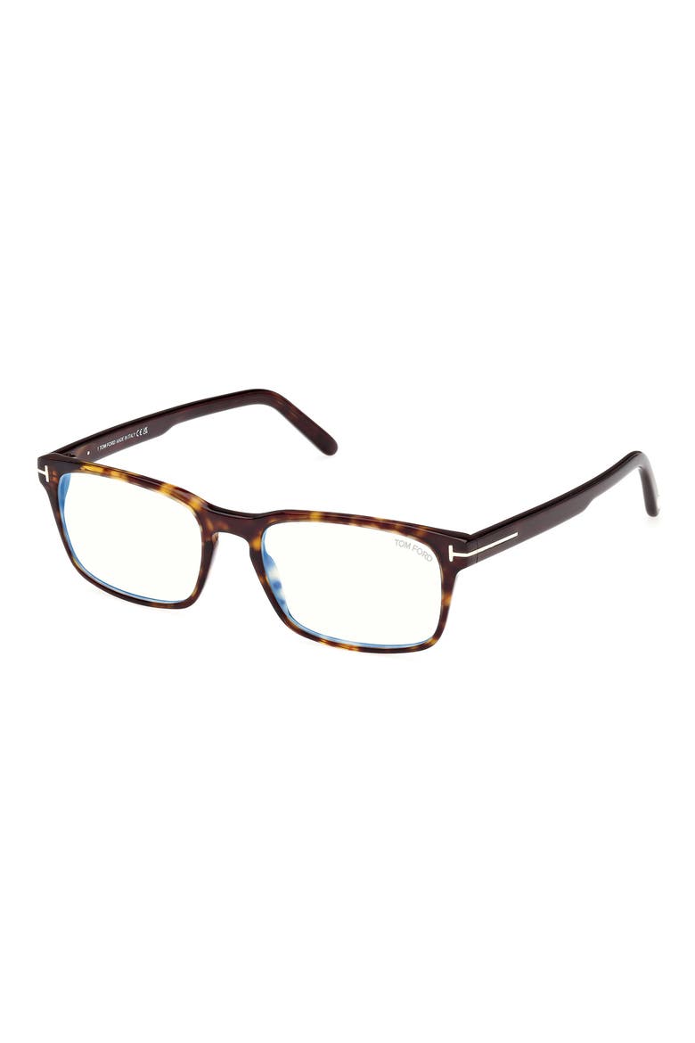 54mm Rectangular Blue Light Blocking Glasses, Alternate, color, HAVANA ECO / T LOGO