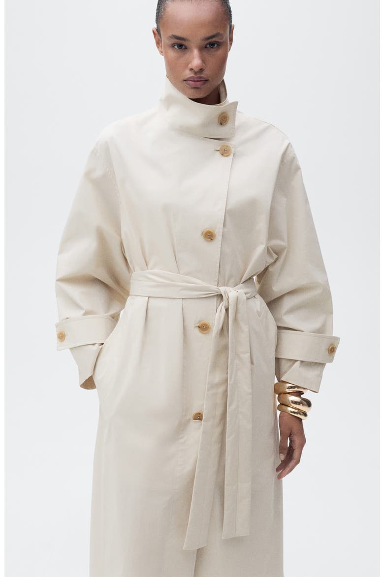 Overszie Stretch Cotton Trench Coat, Alternate, color, LIGHT/ PASTEL GREY