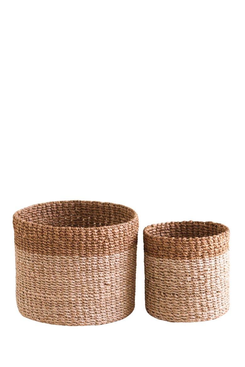 Cylinder Tabletop Basket, Set of 2, Main, color, Brown