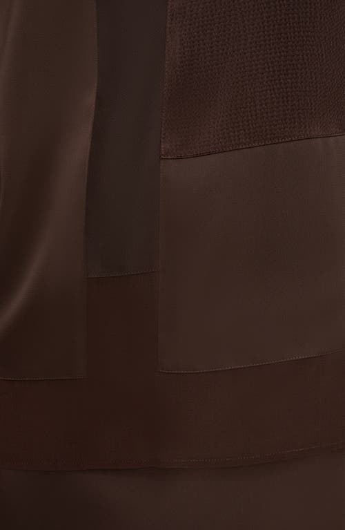Donna Karan New York Mixed Media Cap Sleeve Top In Brown