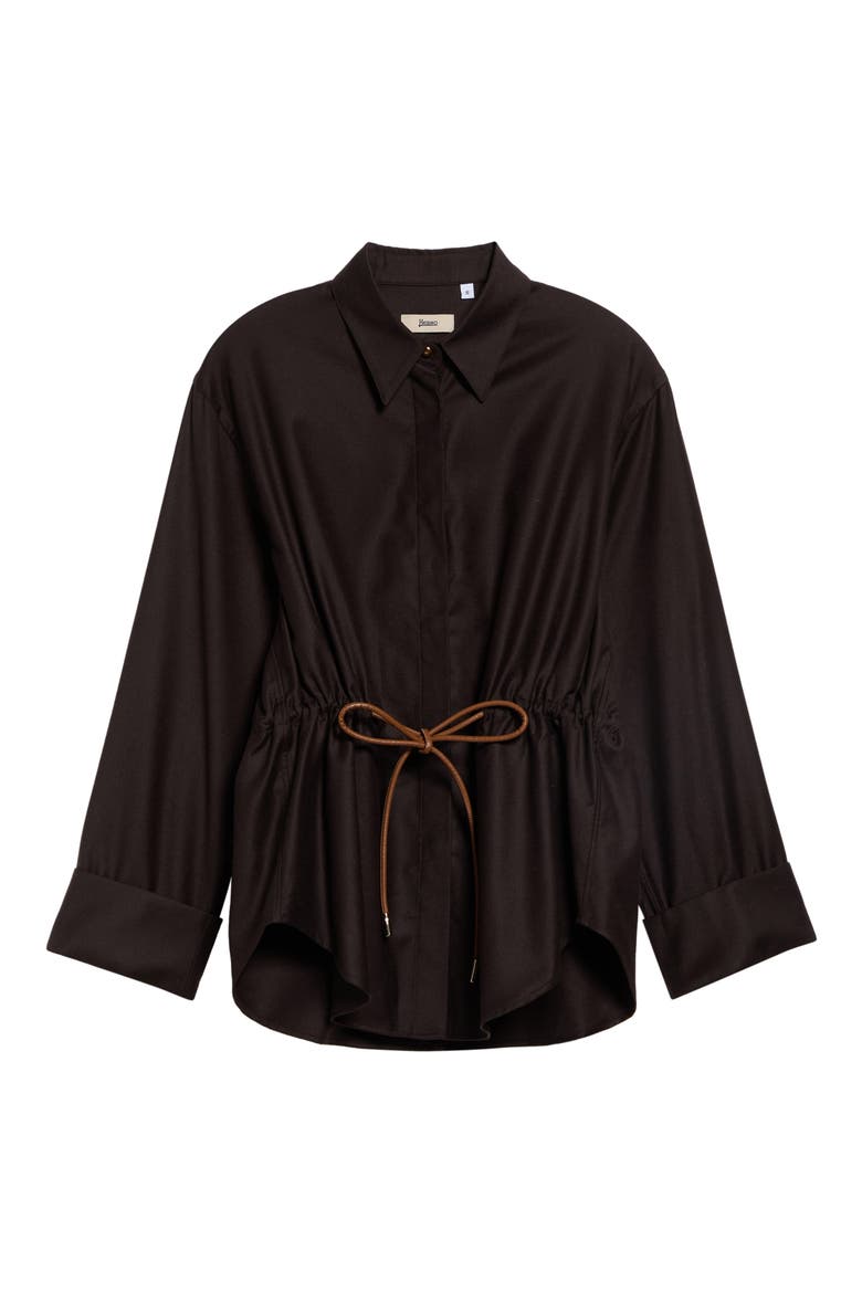 Fine Wool & Silk Drawstring Shirt, Alternate, color, 8810 DARK BROWN