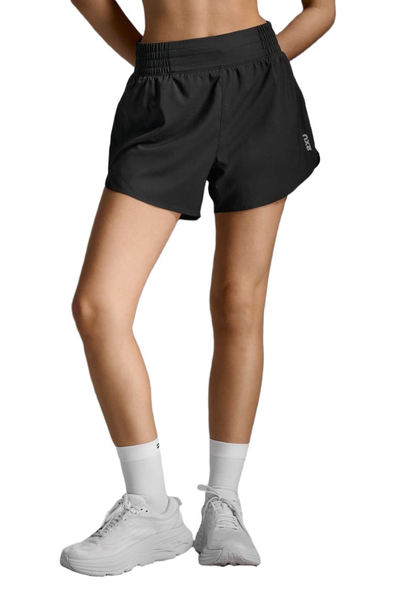 2XU Aero Hi-Rise 4 Inch Shorts, Main, color, Black/Silver Reflective