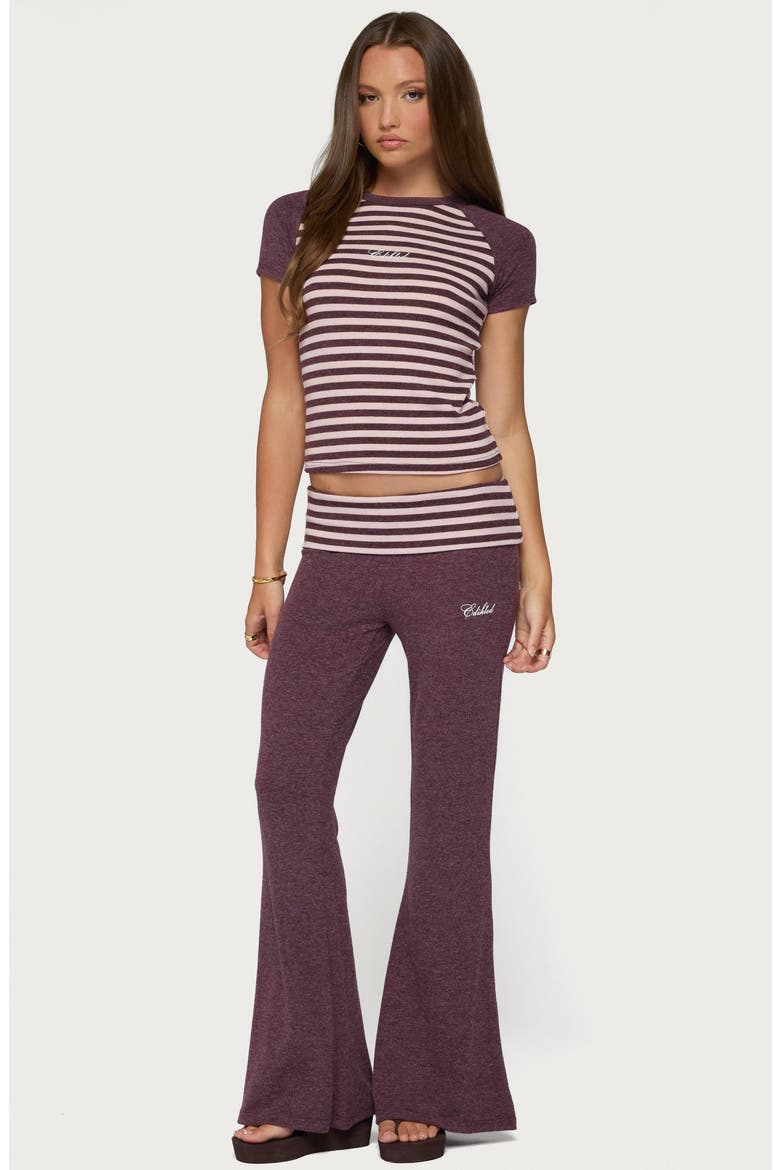 Striped Raglan Sleeve Baby Tee, Alternate, color, BURGUNDY
