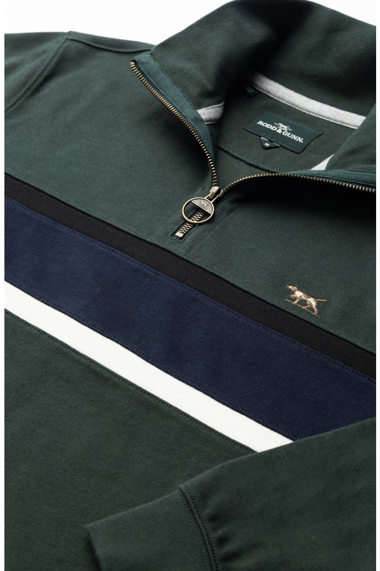 Chesterfield Chest Stripe Quarter Zip Long Sleeve Polo, Alternate, color, FOREST
