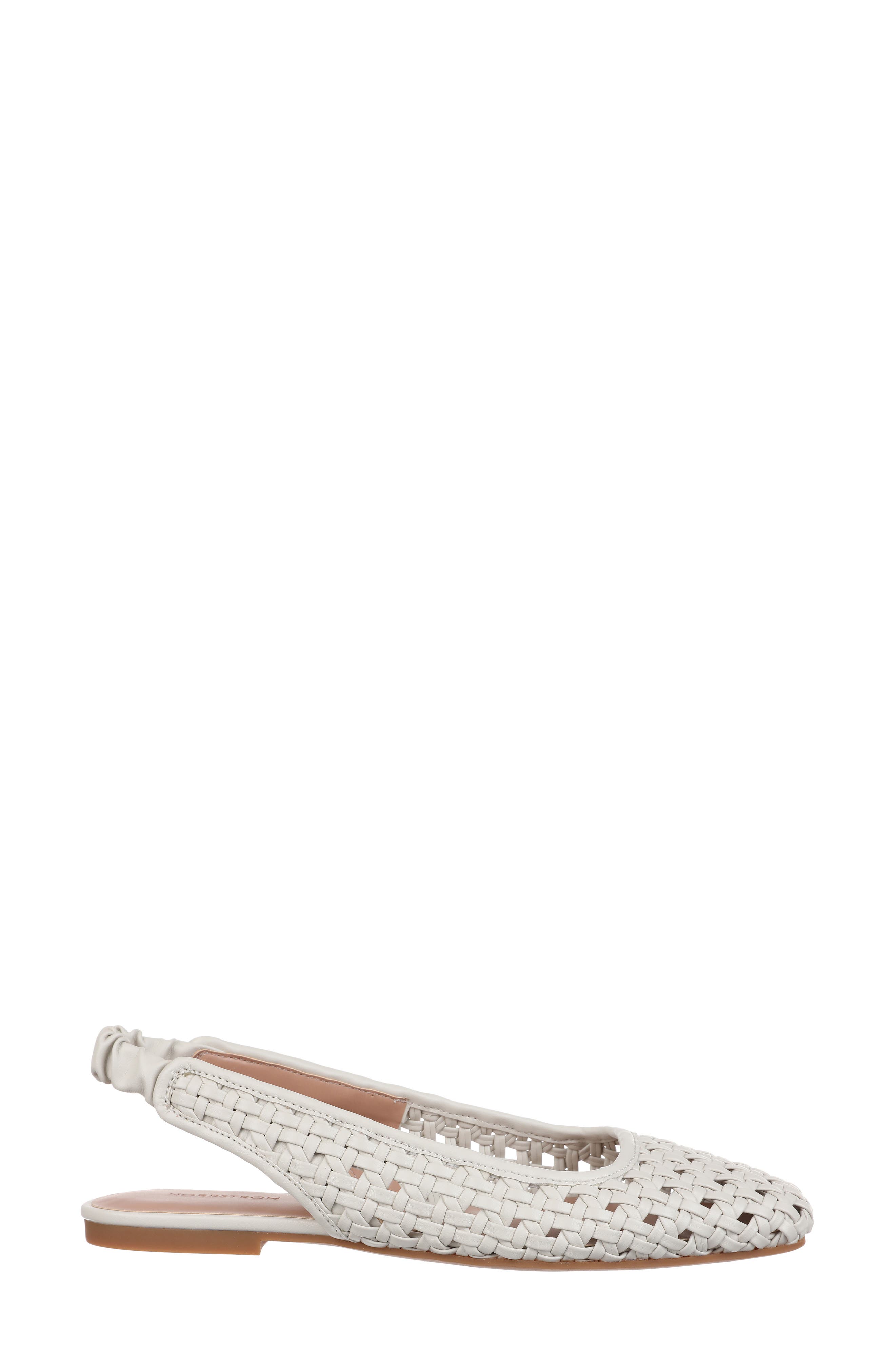 Arabella Woven Slingback Flat, Alternate, color, IVORY SHELL