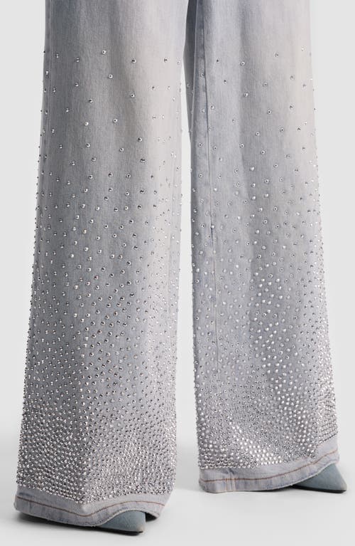 Alice And Olivia Amazing Mid Rise Embellished Jeans In Rock Star Blue In White