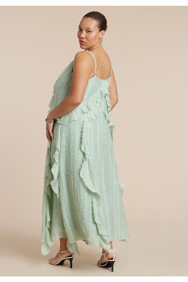 Textured Ruffle Cami Dress, Alternate, color, SAGE