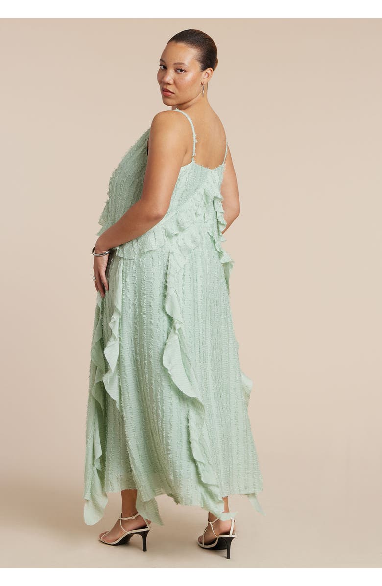 ELOQUII Textured Ruffle Cami Dress, Alternate, color, Sage