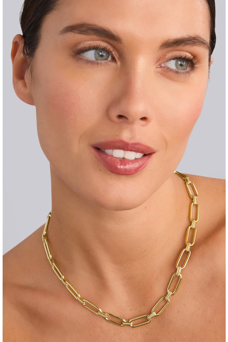 Signature Caviar Smooth Link Toggle Necklace, Alternate, color, GOLD