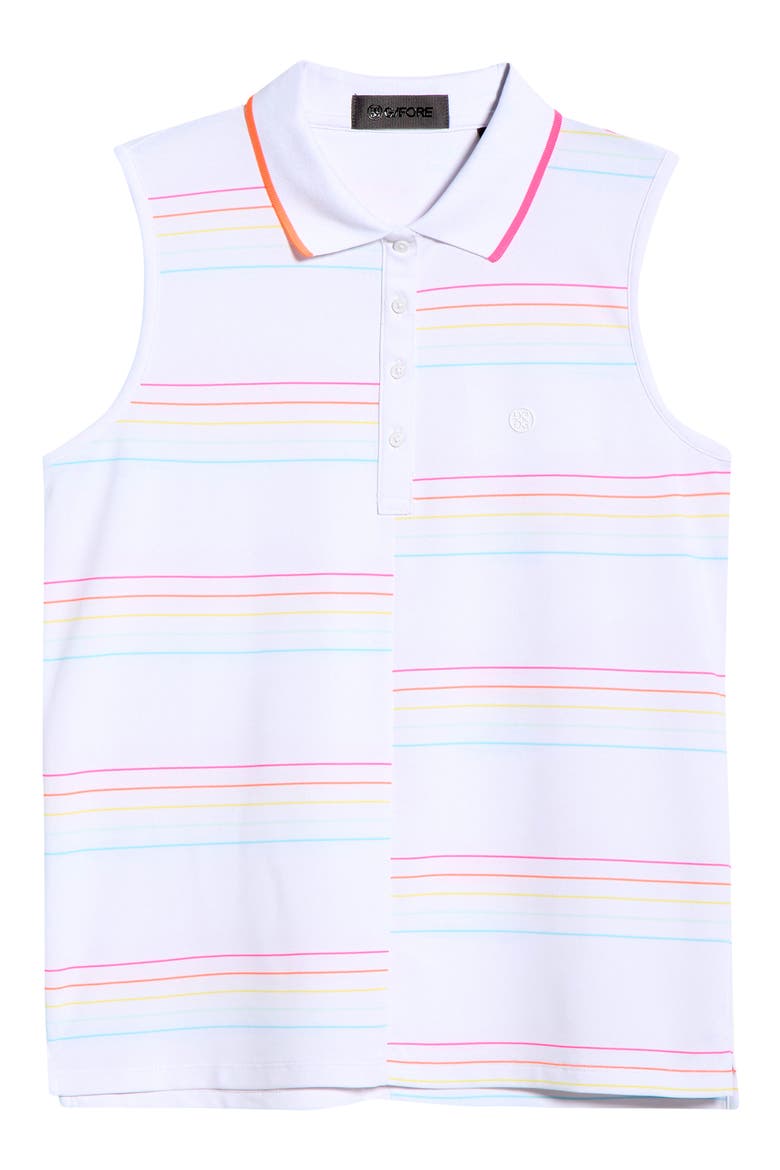 Offset Stripe Sleeveless Performance Polo, Alternate, color, SNOW / CENOTE