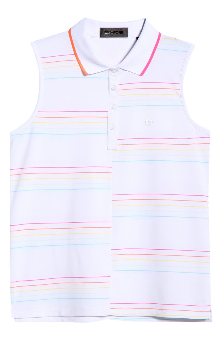 G/FORE Offset Stripe Sleeveless Performance Polo, Alternate, color, Snow / Cenote