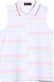 G/FORE Offset Stripe Sleeveless Performance Polo