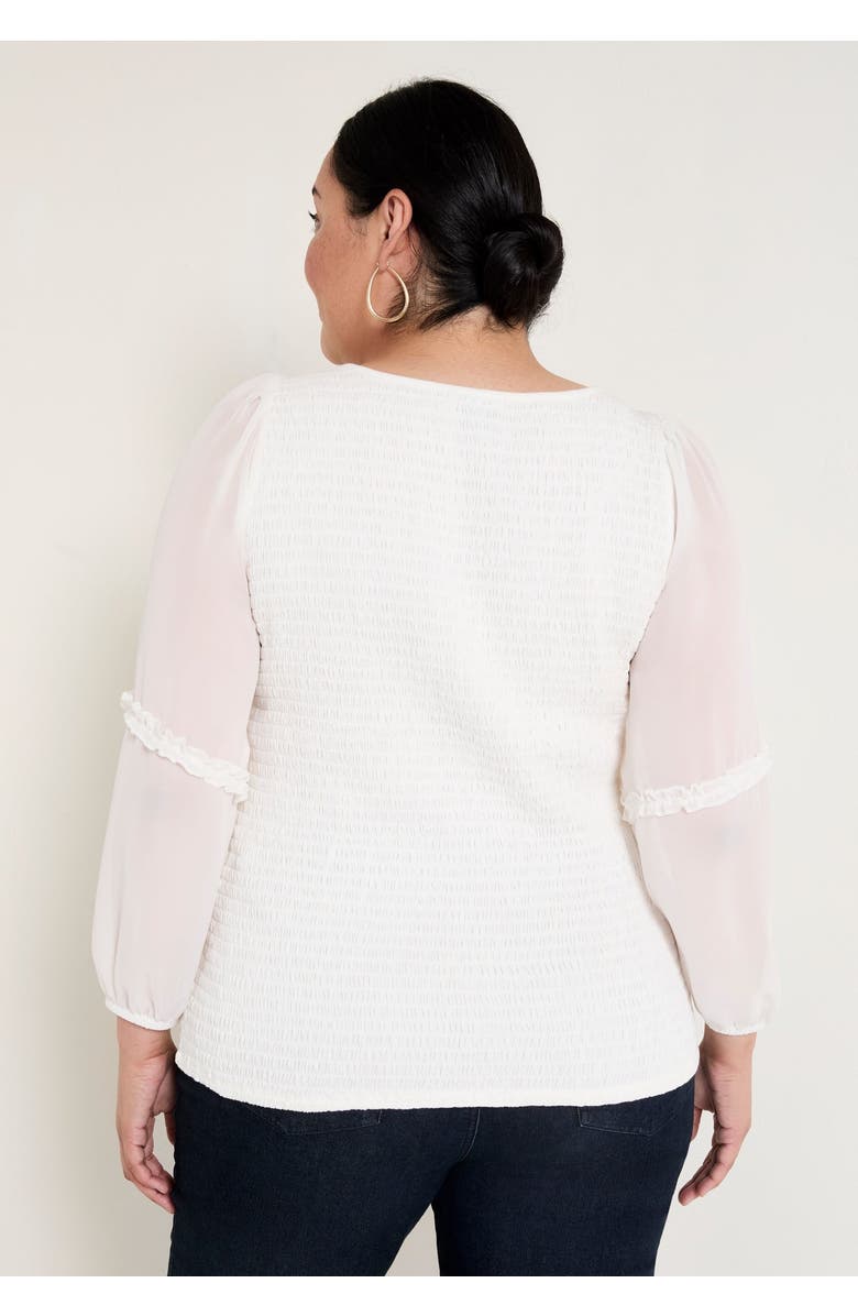 June + Vie Puff-Sleeve Smocked Blouse, Alternate, color, Sugar Swizzle