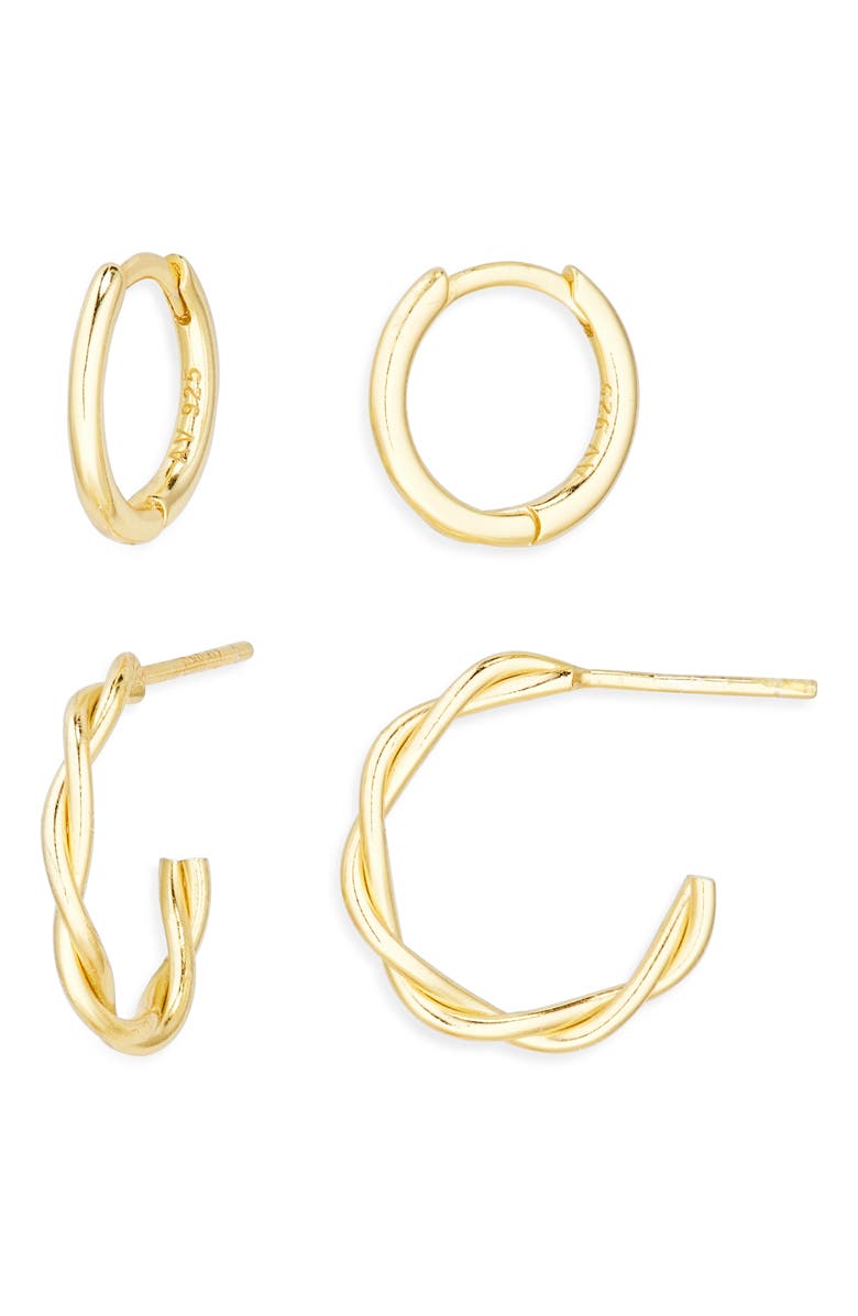 ARGENTO VIVO Set of 2 Hoop Earrings, Main, color, Gold