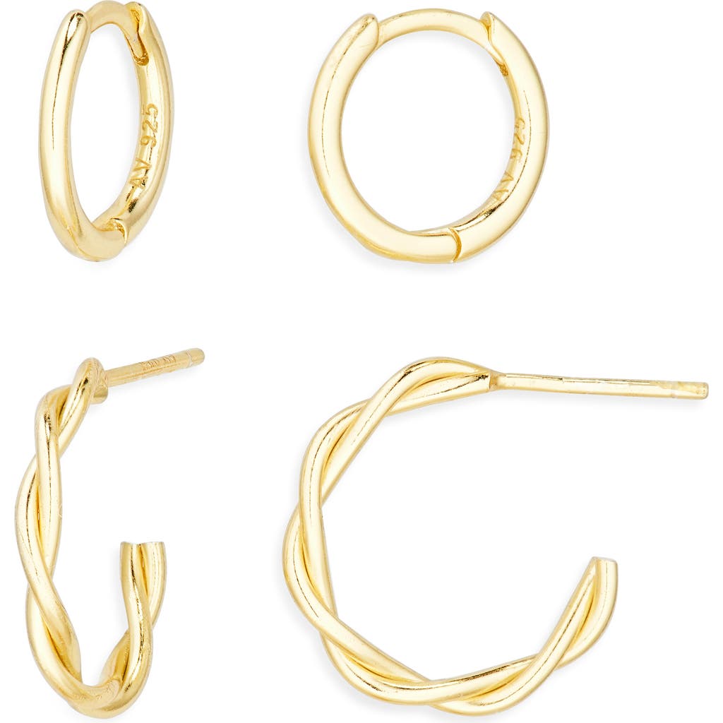Argento Vivo Set Of 2 Hoop Earrings In Gold
