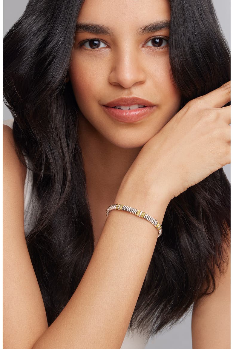 Caviar Diamond Station Bracelet, Alternate, color, SILVER/ GOLD/ DIAMOND
