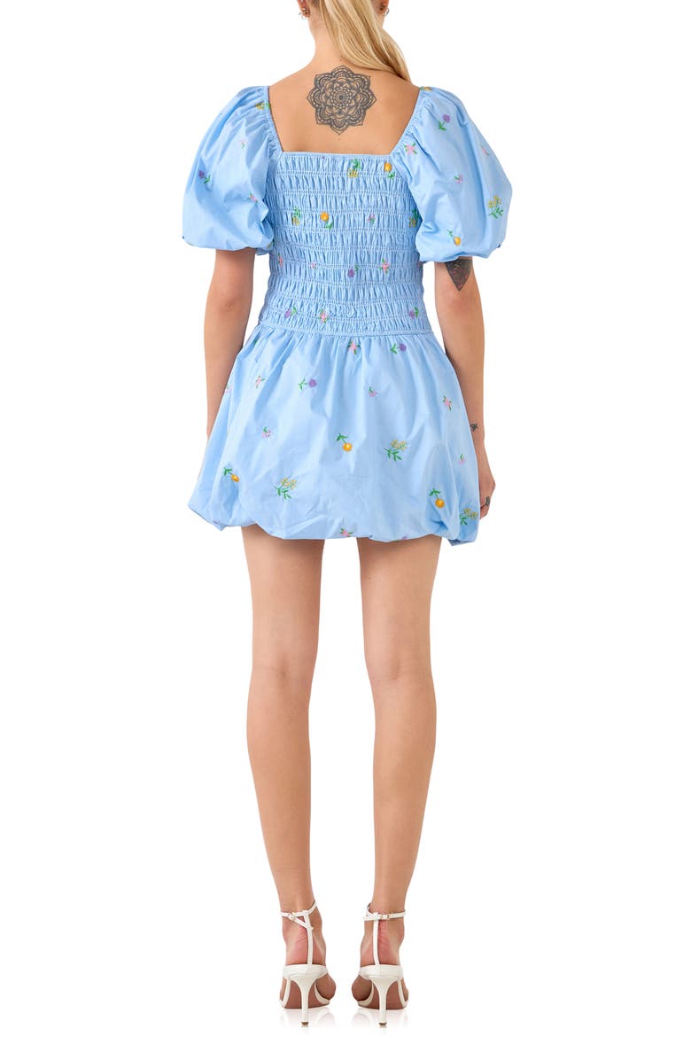 English Factory Floral Embroidery Puff Sleeve Cotton Minidress, Alternate, color, 