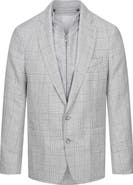 Emanuel Berg Grey Glen Check Knit Linen & Cotton Blend Sport Coat with Removable Zip Bib