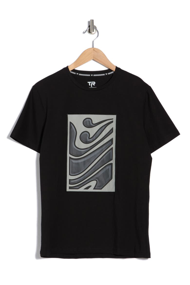 3D Abstract Graphic T-Shirt, Alternate, color, BLACK
