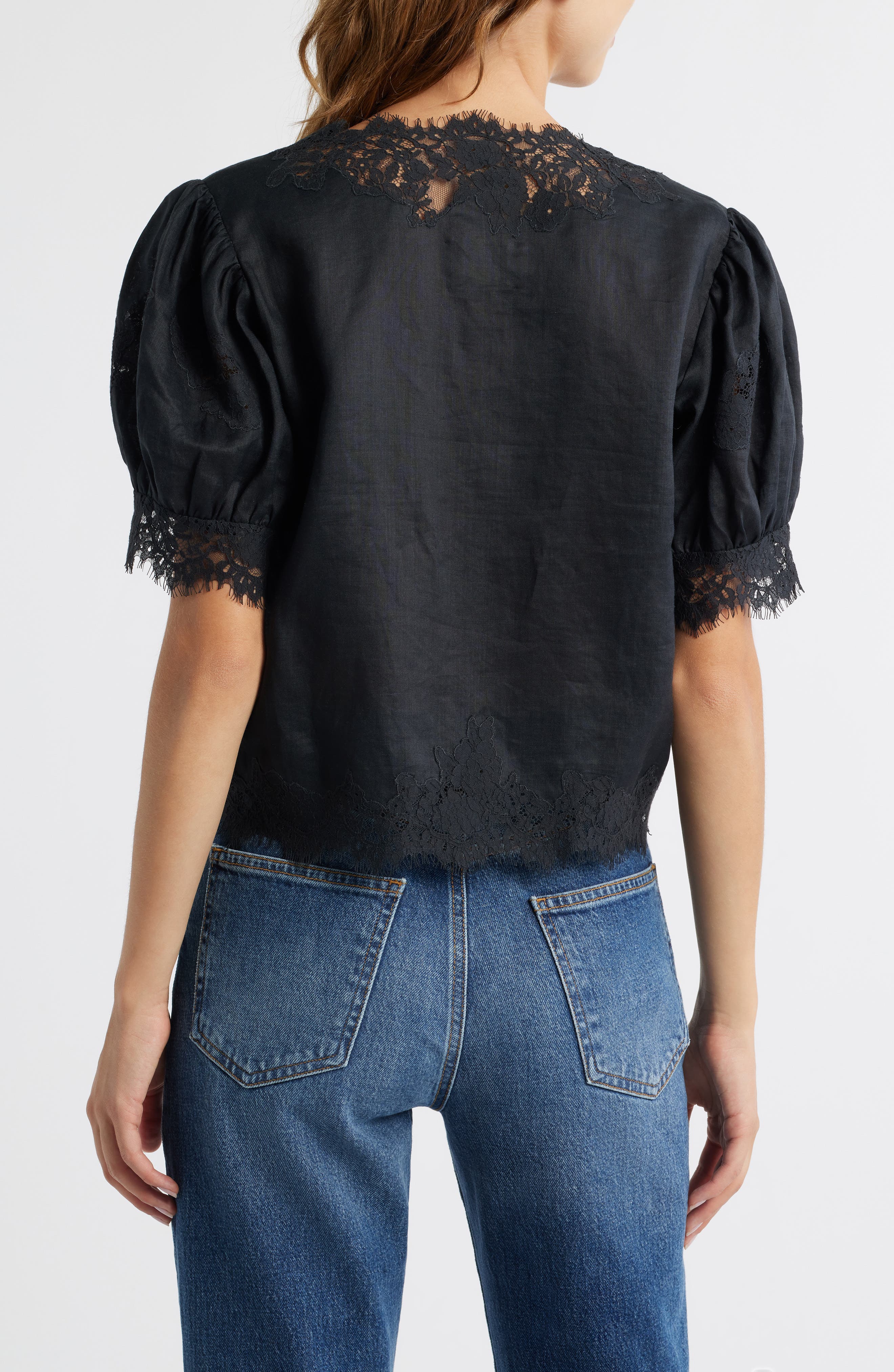 Idella Lace Trim Ramie Top - image 2