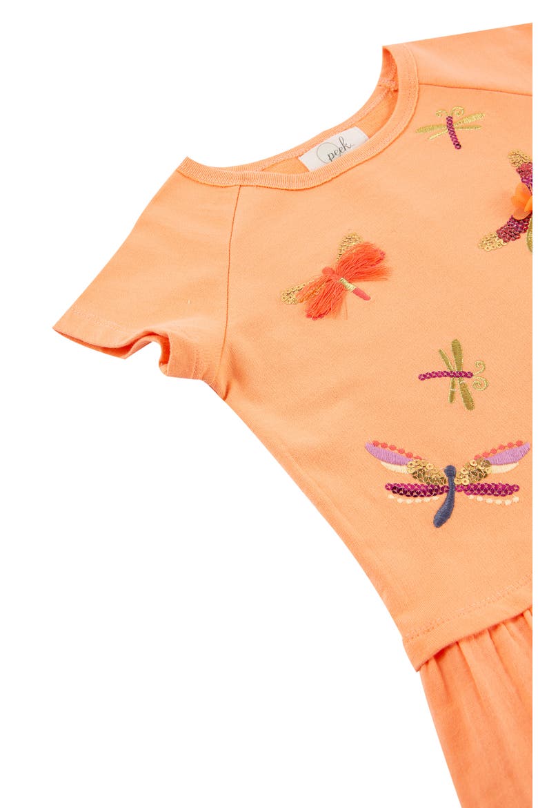 Kids' Sequin Embroidered Dress, Alternate, color, PEACH