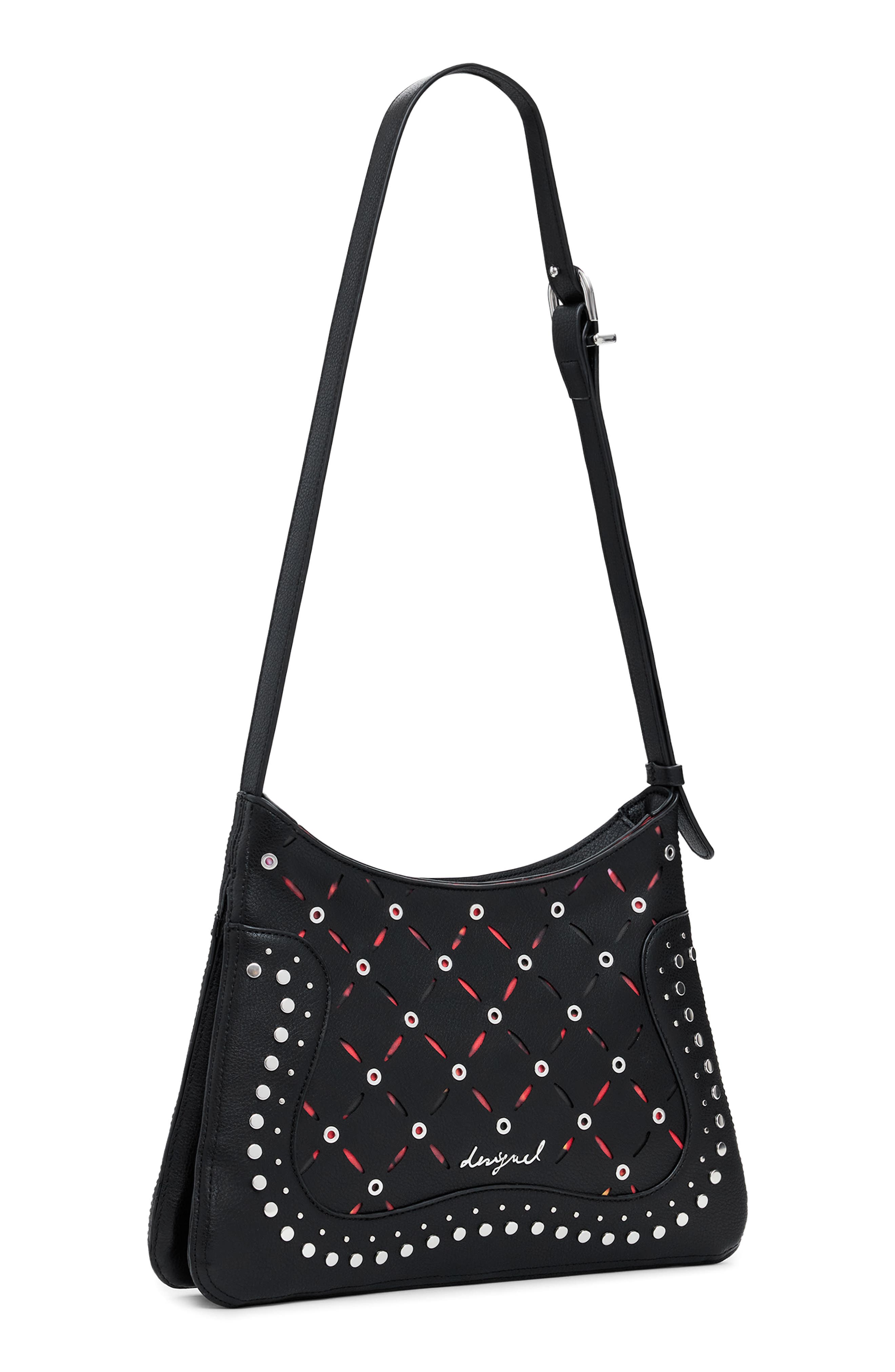 Desigual Faux Leather Crossbody Bag, Alternate, color, Black