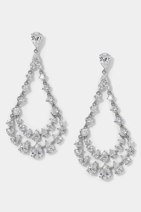 Willow CZ Large Drama Swing Drop Earrings