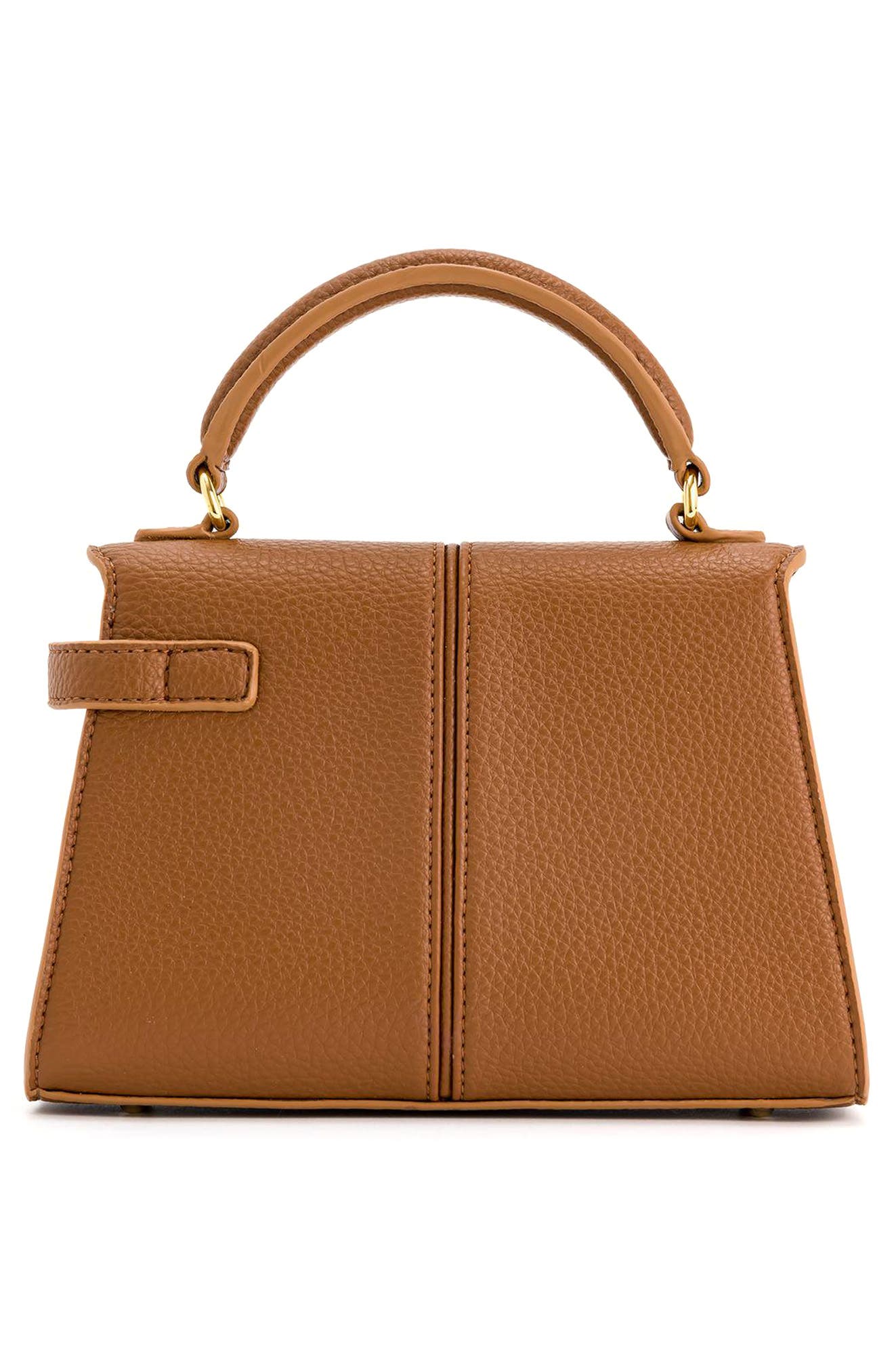 Elise Faux Leather Top Handle Bag, Alternate, color, BROWN