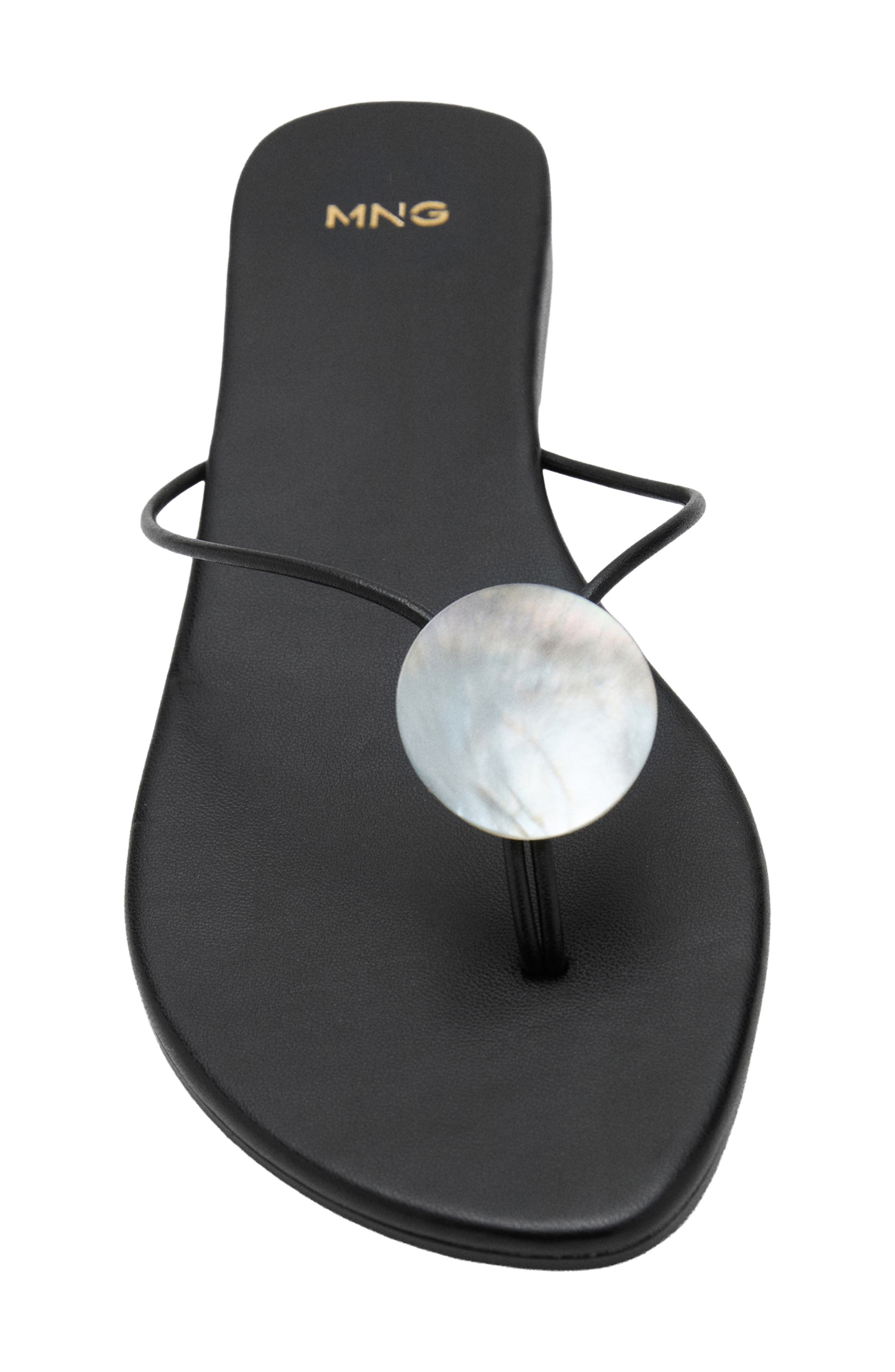 Metallic Detail Flip Flop, Alternate, color, BLACK