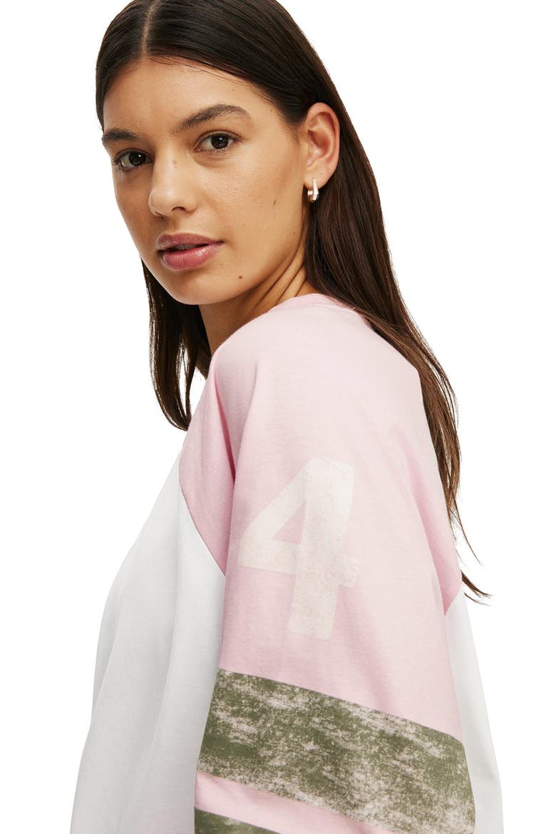 Women's Active Graphic Raglan Tee, Alternate, color, White Hoops