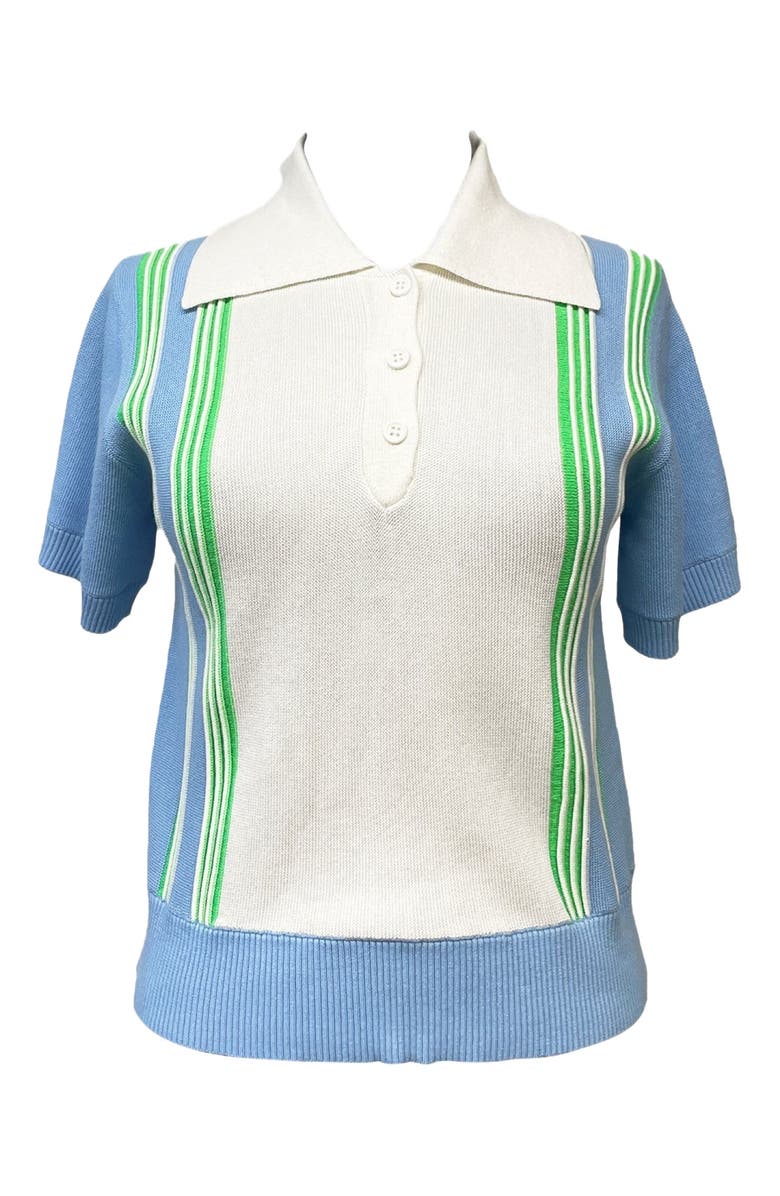 Anna Sui Amalfi Knits Polo, Main, color, Baby Blue Multi