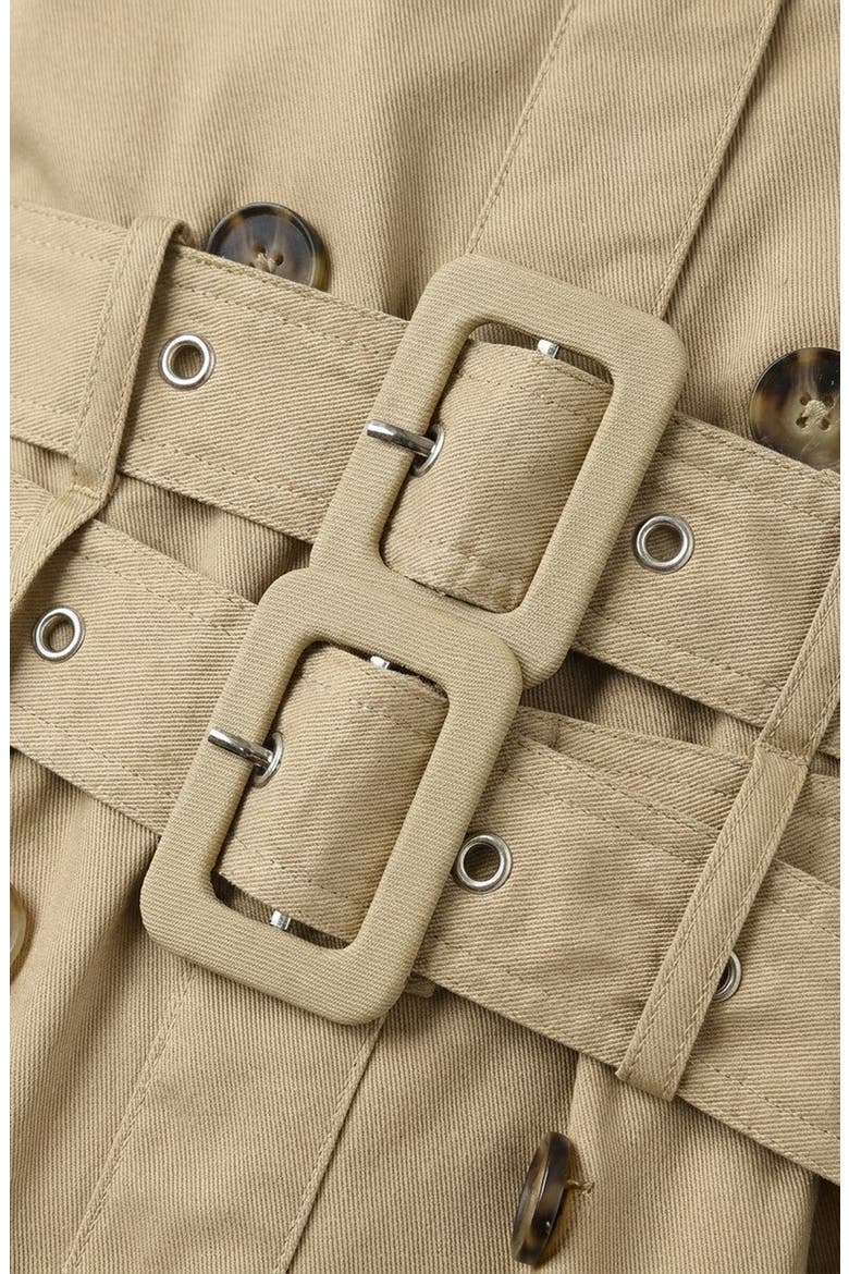 Strapless Trench Double Belt Detail Midi Dress, Alternate, color, Beige