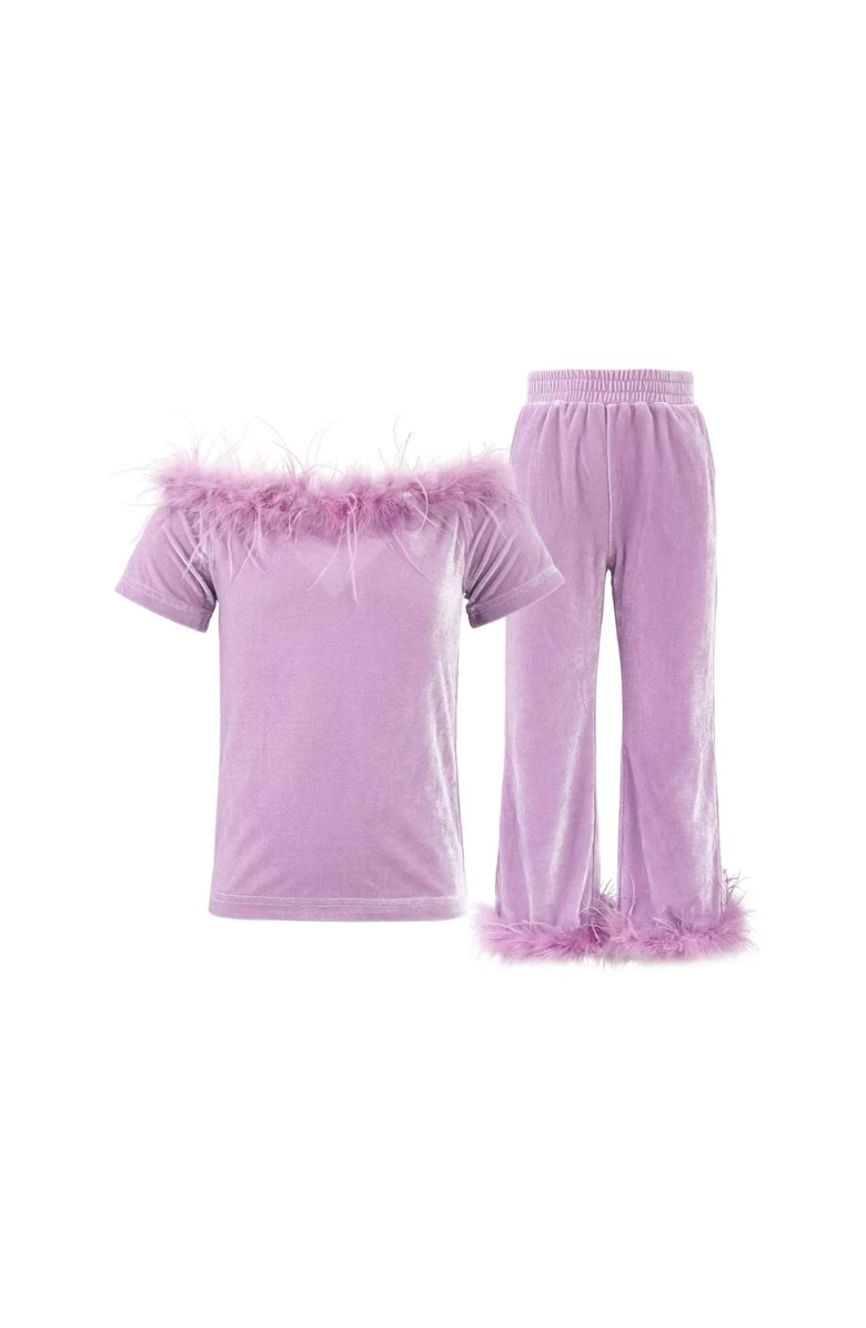 Lola + The Boys Velvet Feather Set, Main, color,