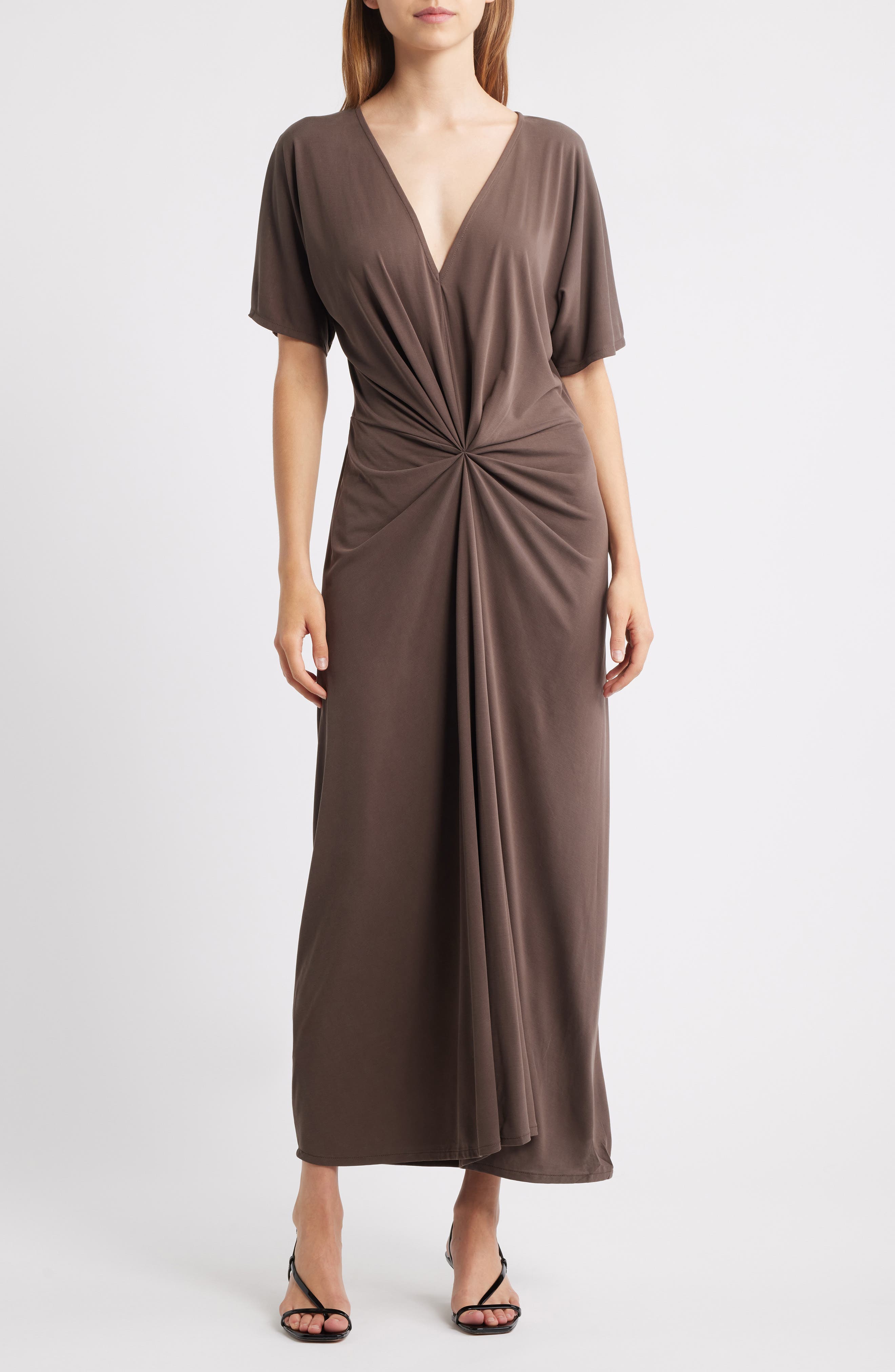 MANGO Ricarda Gathered Maxi Dress