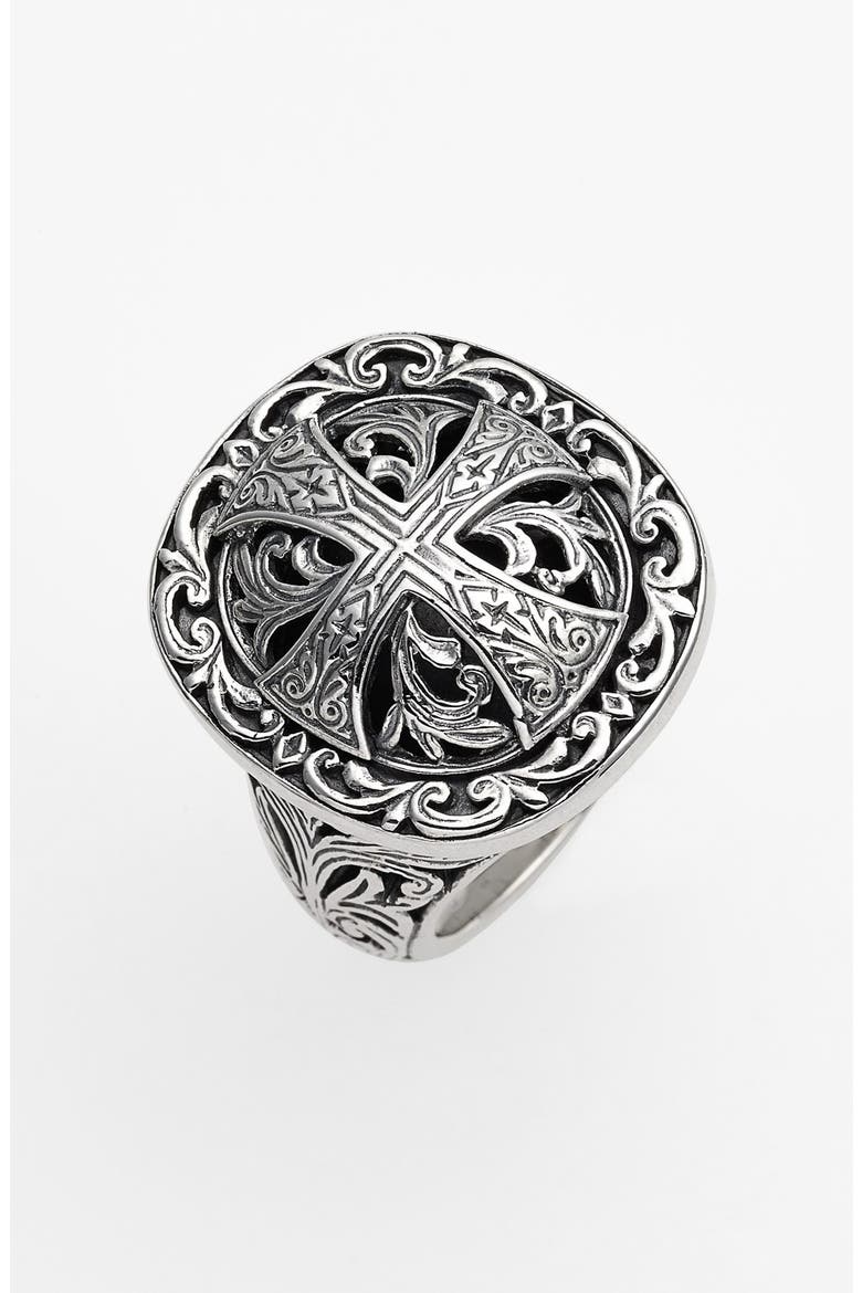 'Classics' Cross Dome Ring, Main, color, SILVER