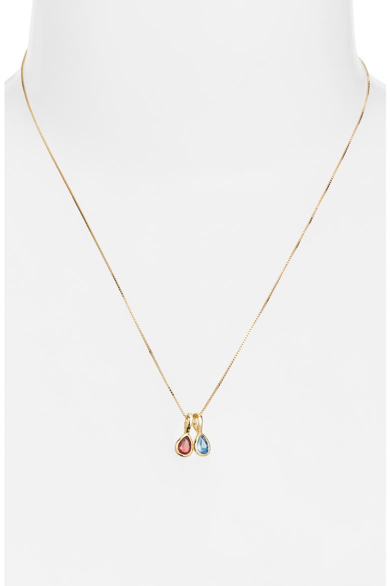 Multi Birthstone Teardrop Charm Necklace, Alternate, color, GOLD / 2 CHARMS