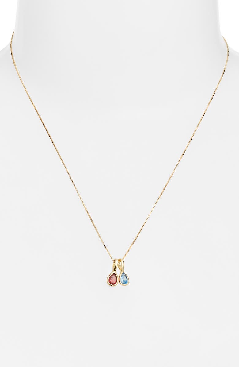 Set & Stones Multi Birthstone Teardrop Charm Necklace, Alternate, color, Gold / 2 Charms