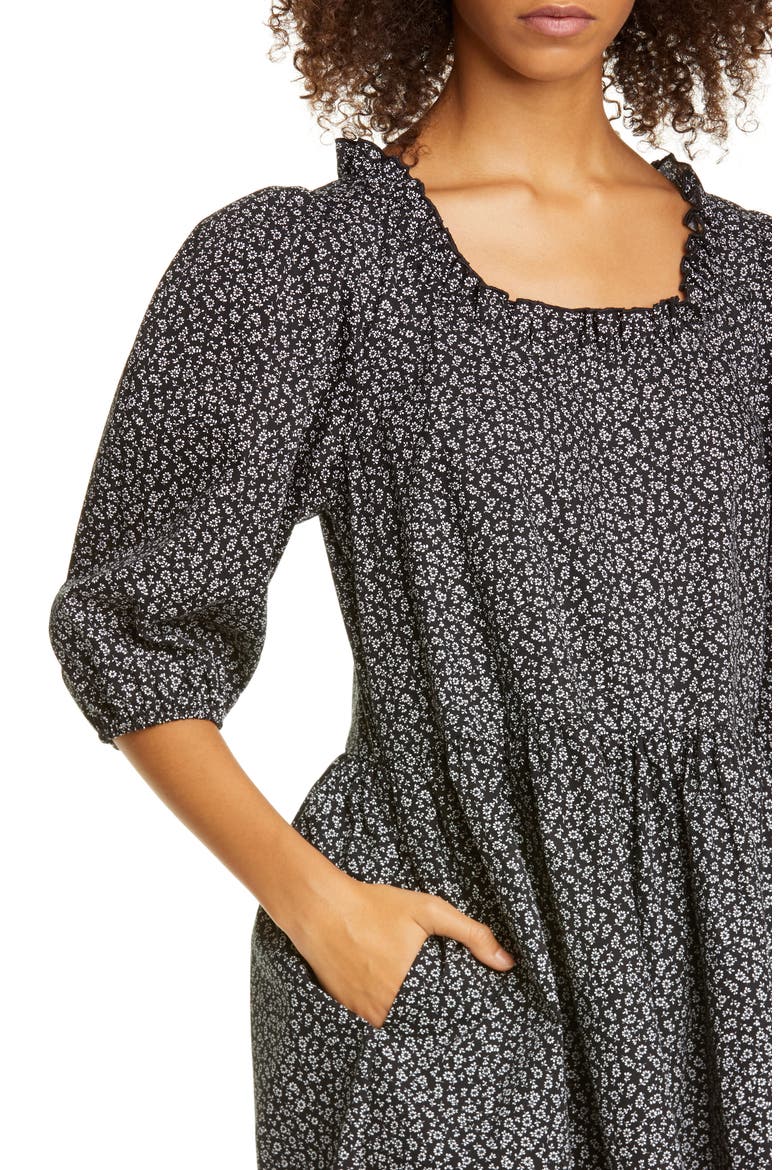 Tilda Floral Minidress, Alternate, color, POCKET FLORAL-BLACK