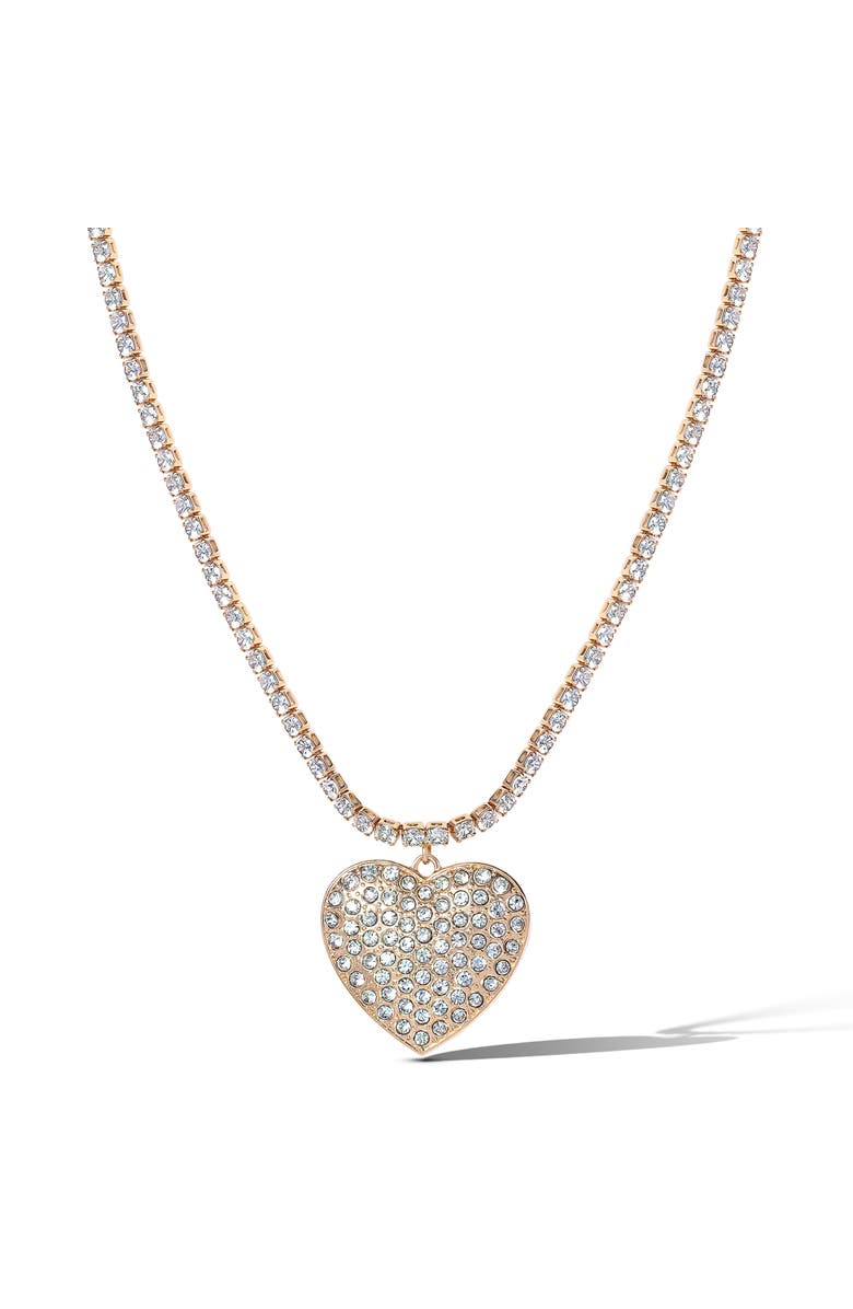 Jessica Simpson Clear Crystal Heart Necklace, Alternate, color, Gold