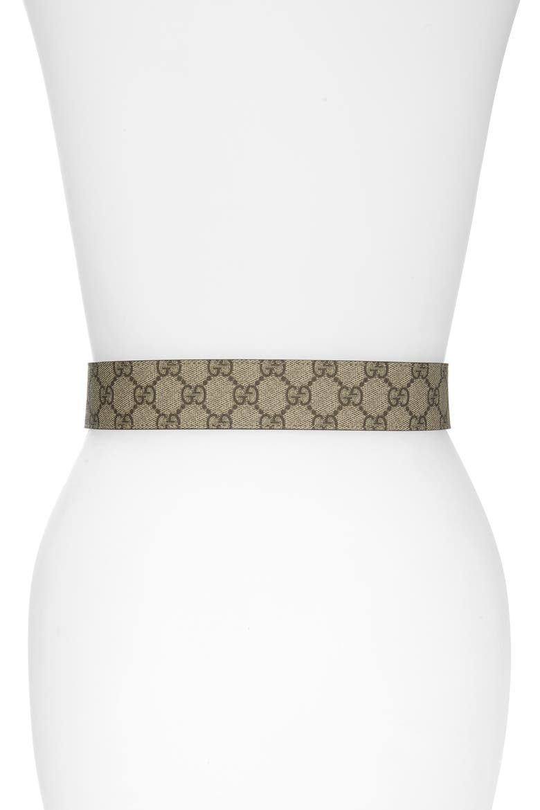 GG Supreme Canvas Belt, Alternate, color, EBONY