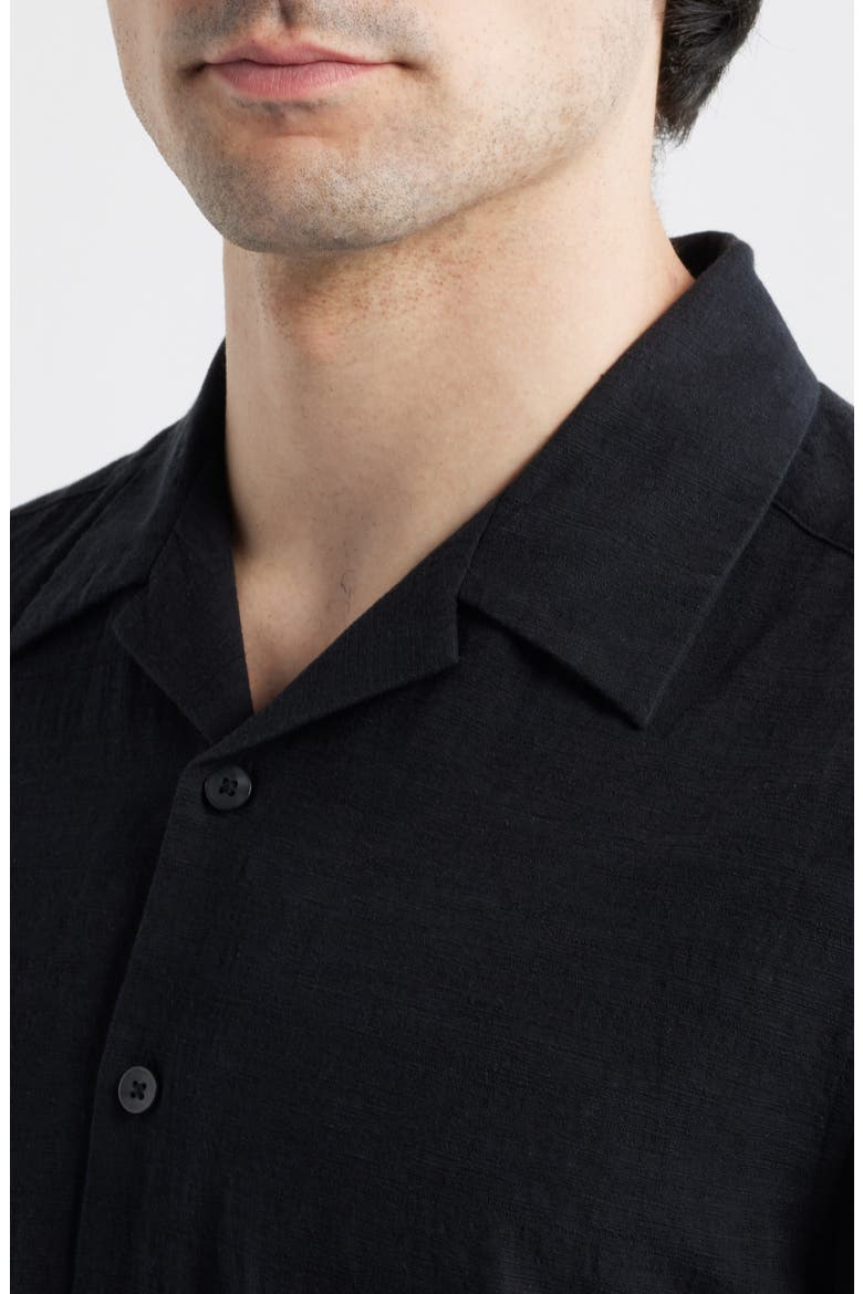 Ephesia Slub Cotton Camp Shirt, Alternate, color, BLACK