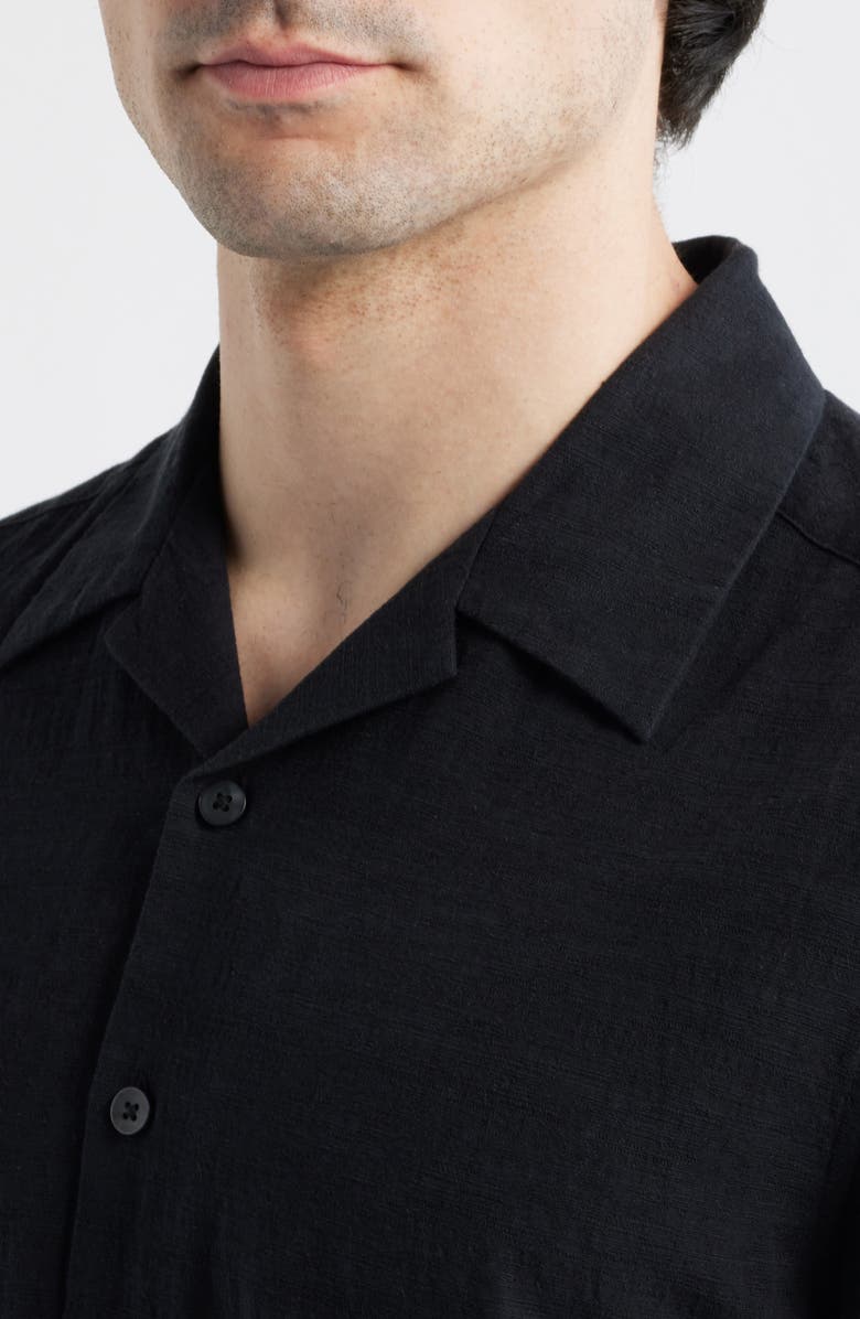 James Campbell Ephesia Slub Cotton Camp Shirt, Alternate, color, Black