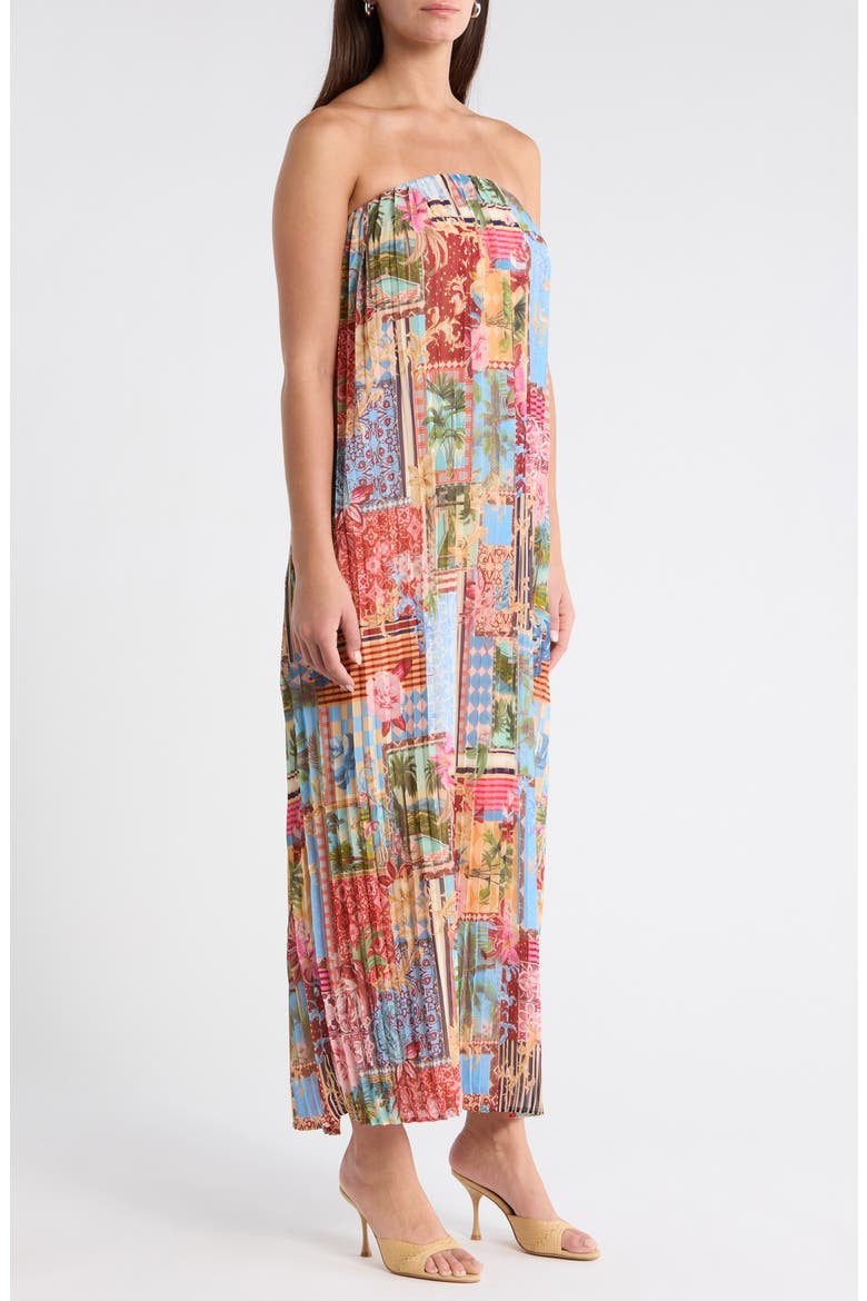Melani Tropical Isabela Pleated Maxi Dress, Alternate, color, BLUE MULTI