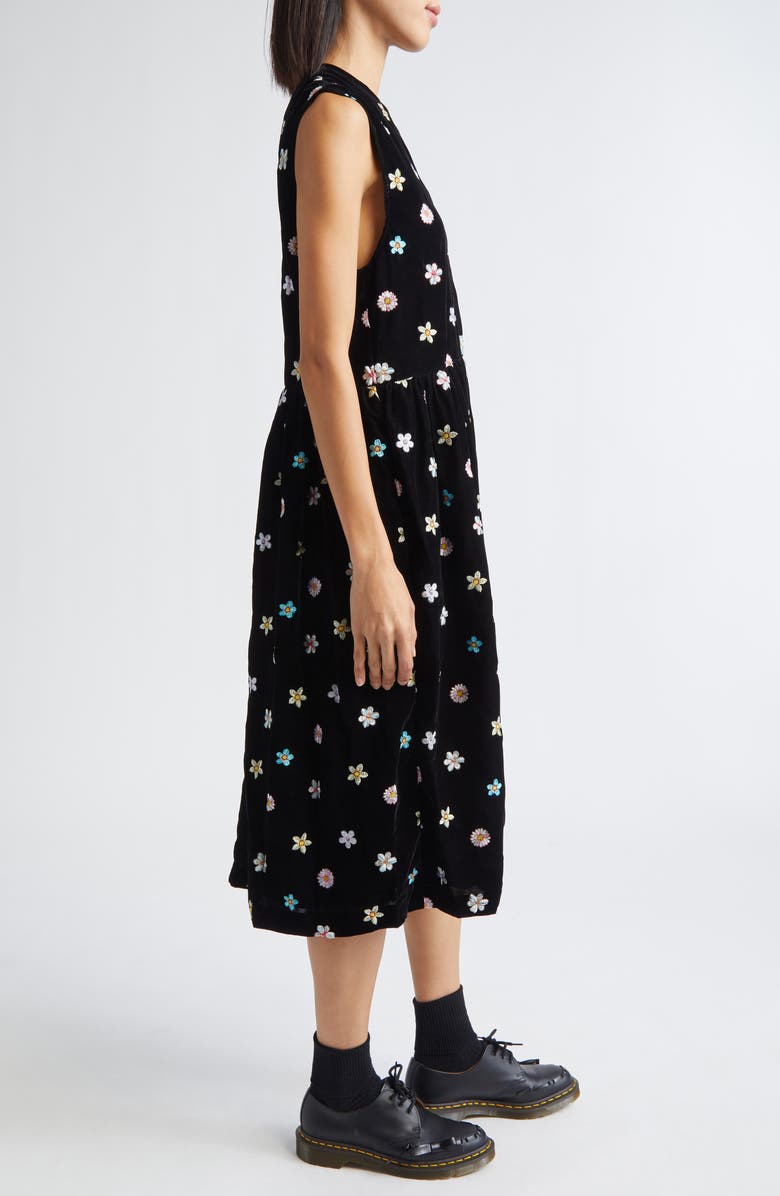 Tao Comme des Garçons Floral Embroidered Velvet A-Line Dress, Alternate, color, Black X Multi