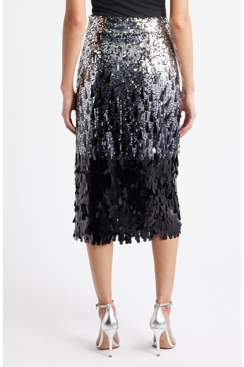 The Beatrice Sequin Midi Skirt, Alternate, color, SILVER/ NOIR OMBRE