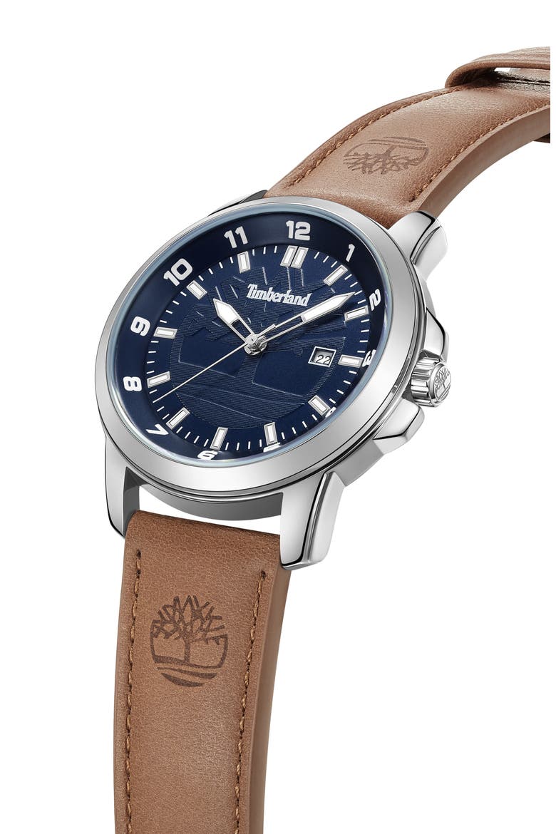 Classic Three Hand Quartz Leather Strap Watch, 44mm, Alternate, color, TAN