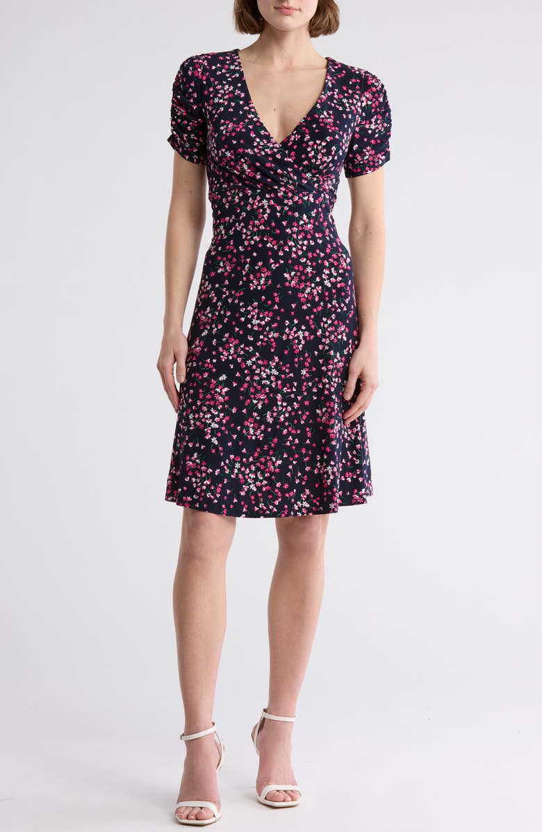 Tommy Hilfiger Floral Short Sleeve Fit & Flare Dress, Main, color, 