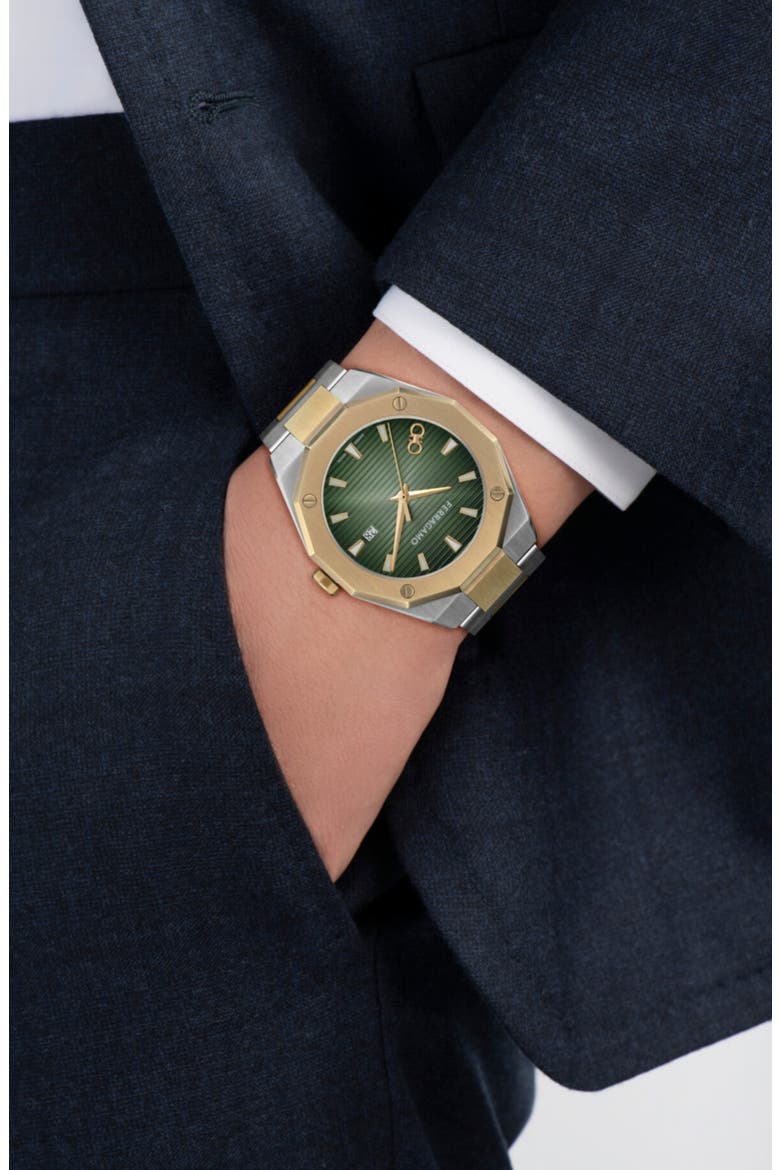 Edge Bracelet Watch, 40mm, Alternate, color, GREEN/ TWO TONE